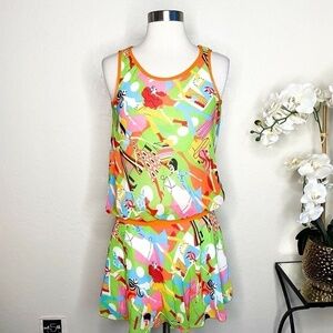 Estam usa multicolor sheer drop waist dress M
